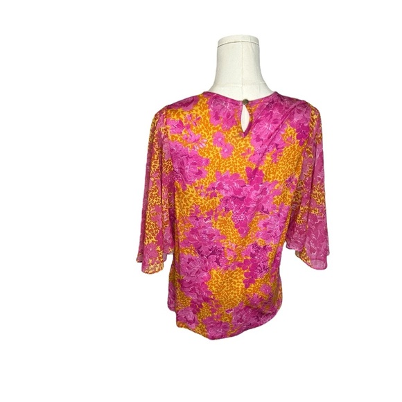 Ted Baker London Lilanya Metropolis Printed Top in Light Orange/Pink Size 4/6 - Picture 5 of 11